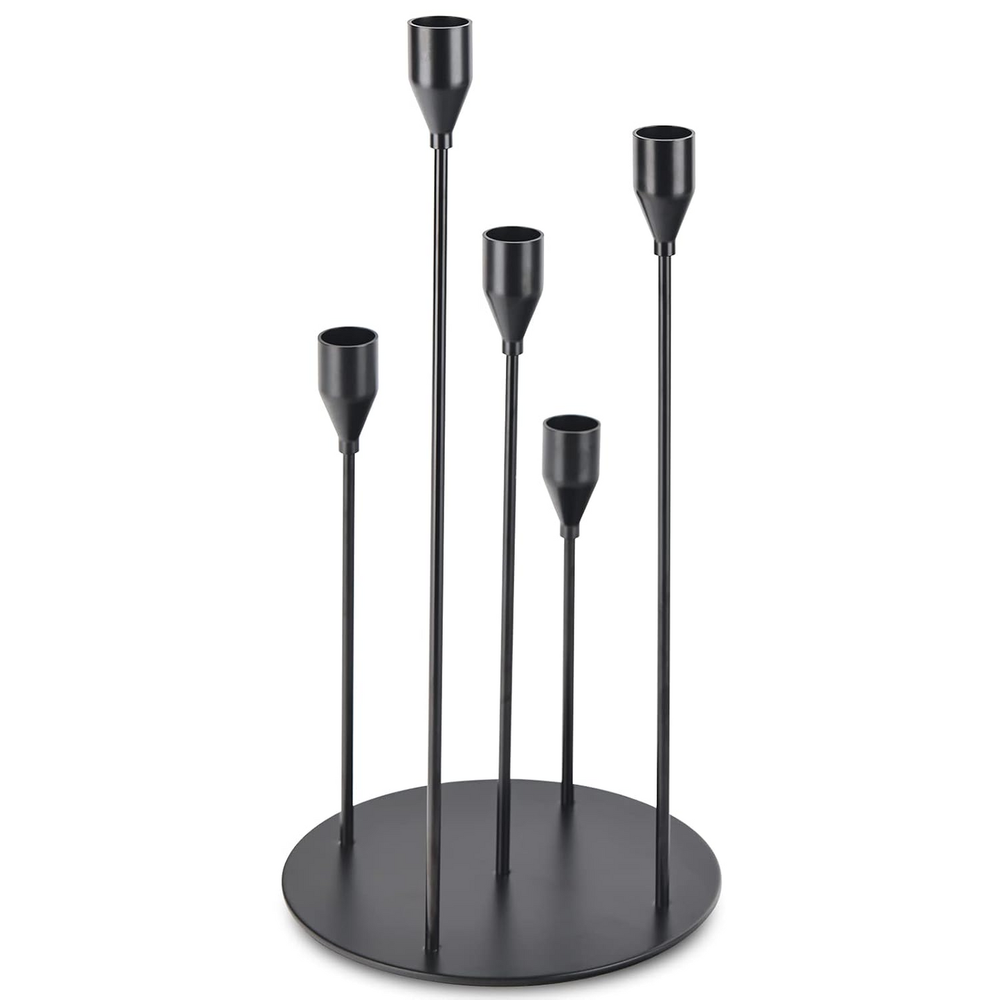 5-Arm Candelabra Taper Candle Holders – Vintage Metal Candlestick Holder for Weddings, Christmas & Dinner Tables | Elegant Black, Gold, Rose Gold