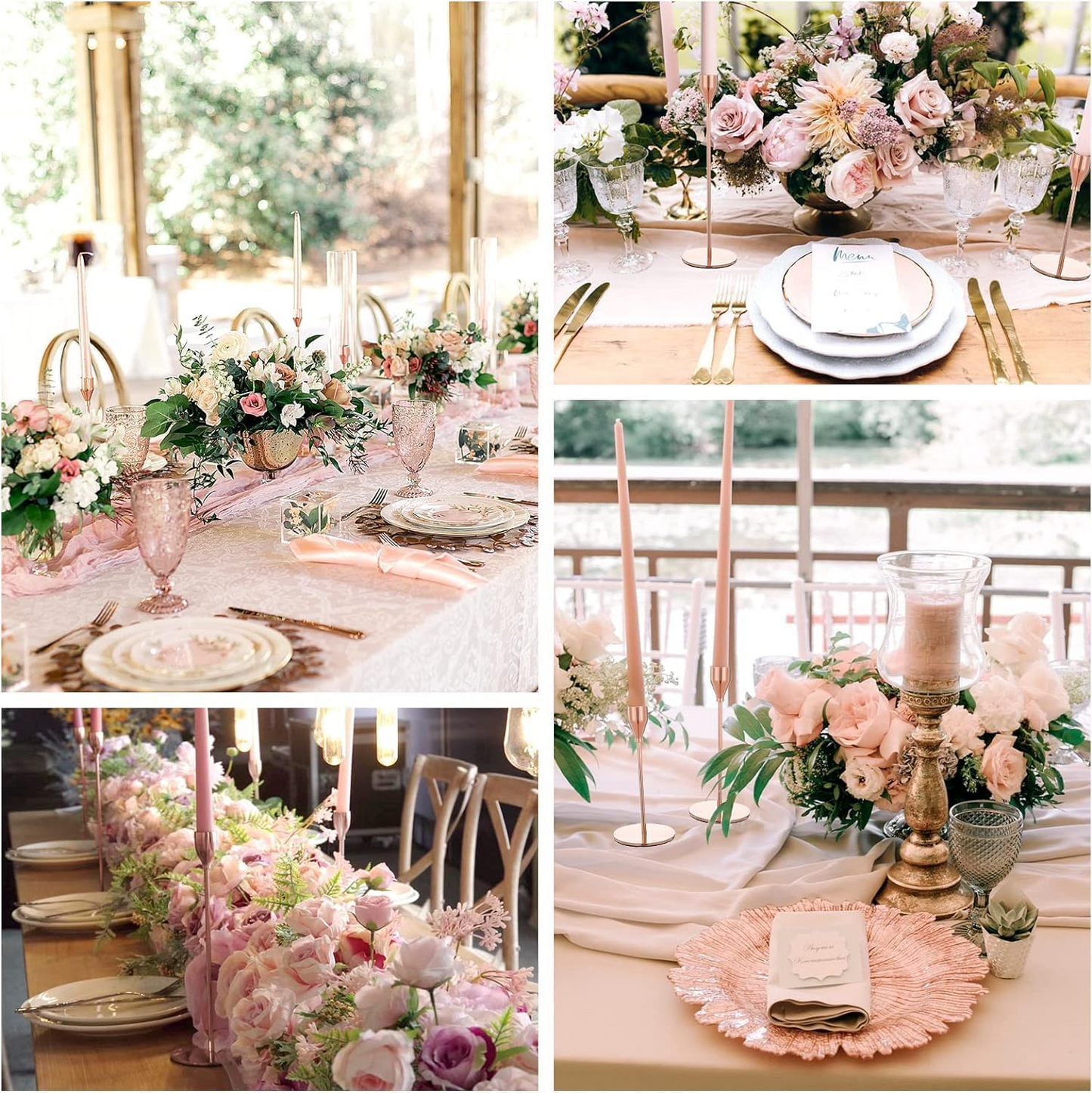 3PCS Metal Candle Holders Set – Tall Taper Candlestick Holders for Weddings, Dining & Home Decor (Black/Silver/Gold/Rose Gold)