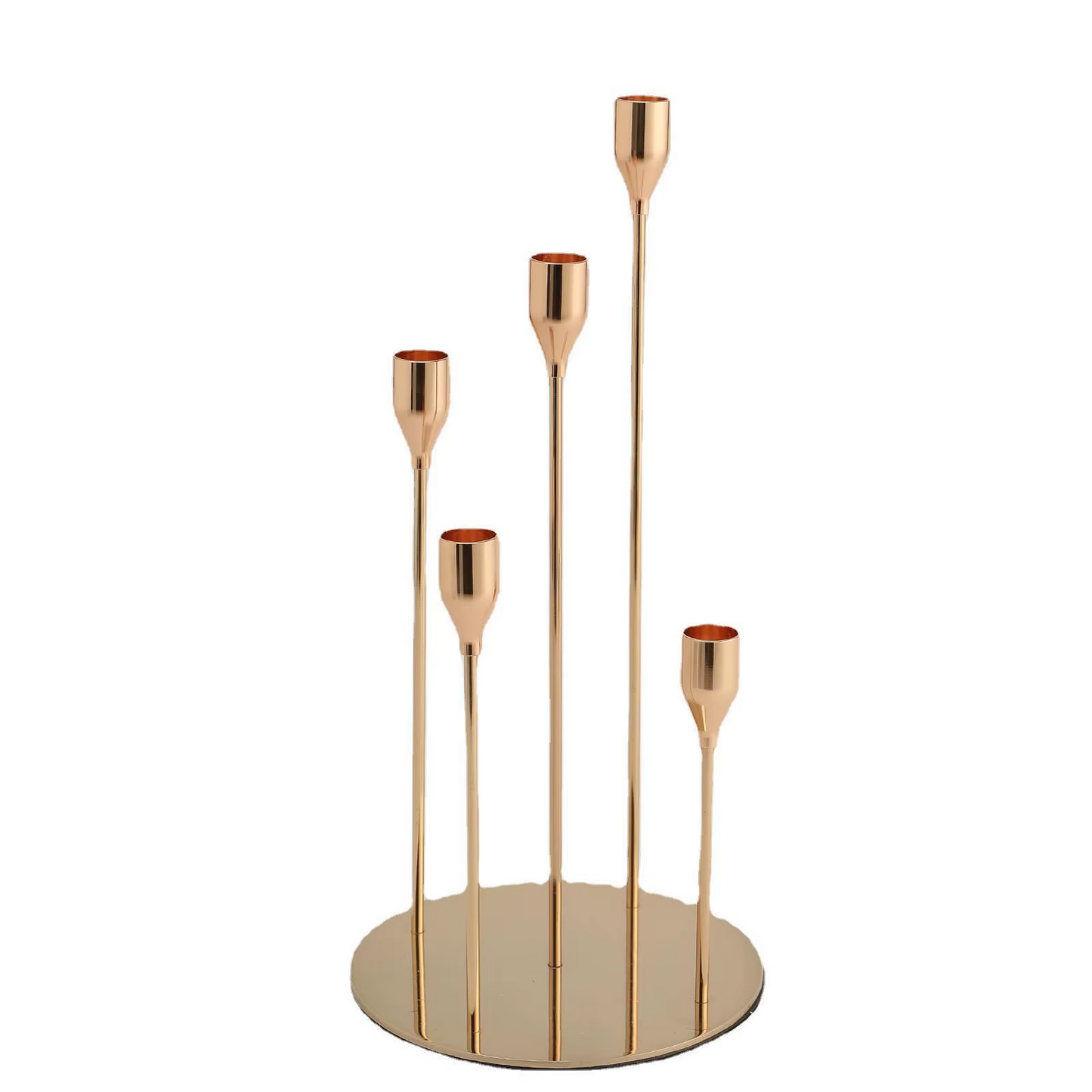 5-Arm Candelabra Taper Candle Holders – Vintage Metal Candlestick Holder for Weddings, Christmas & Dinner Tables | Elegant Black, Gold, Rose Gold