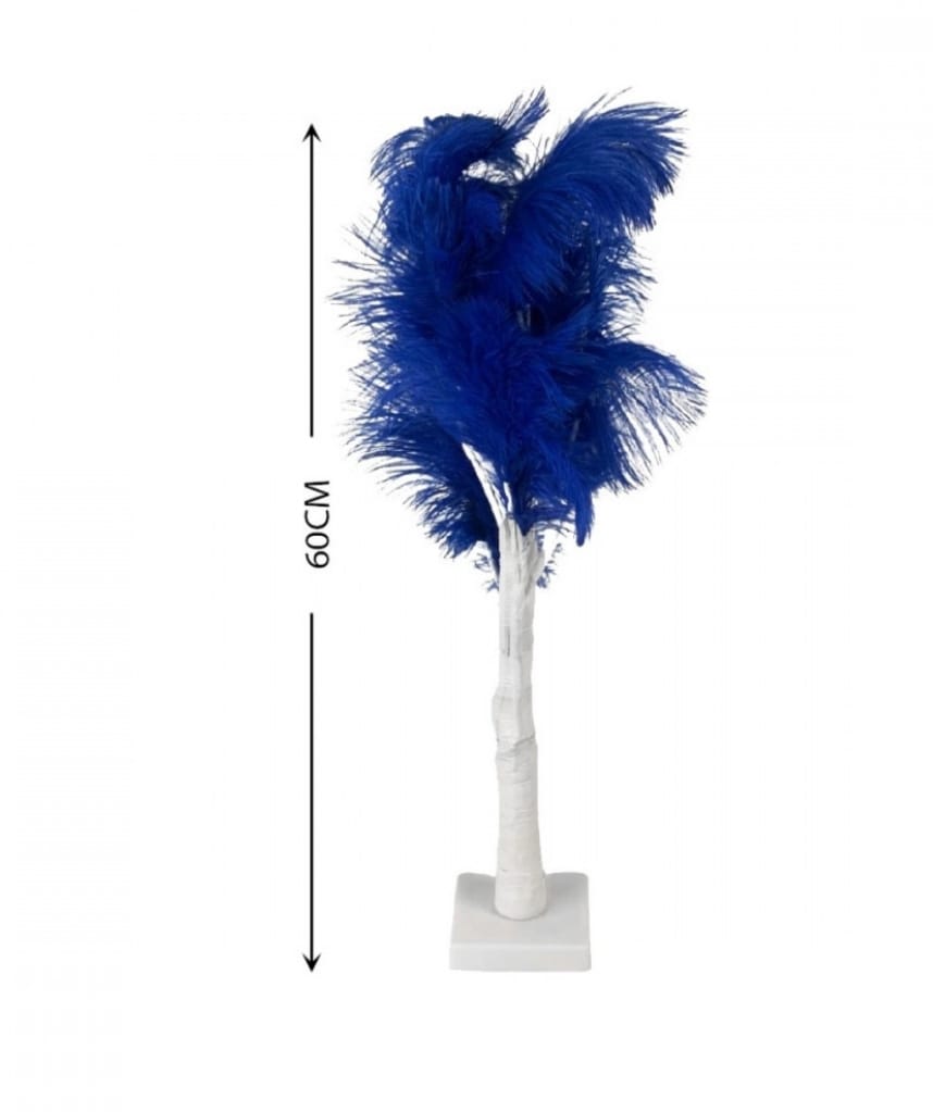 Blue Feather LED Light Tree – Elegant Decorative Lighting with Flexible Branches for Home, Parties & Events – Battery Operated