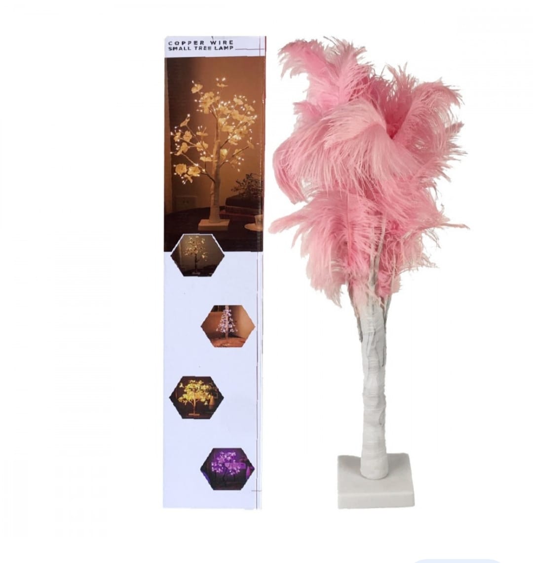 Blue Feather LED Light Tree – Elegant Decorative Lighting with Flexible Branches for Home, Parties & Events – Battery Operated