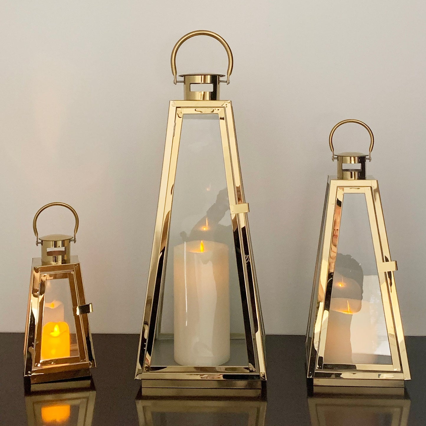 Stainless Steel Decorative Lanterns – Elegant Hanging & Tabletop Lantern Set