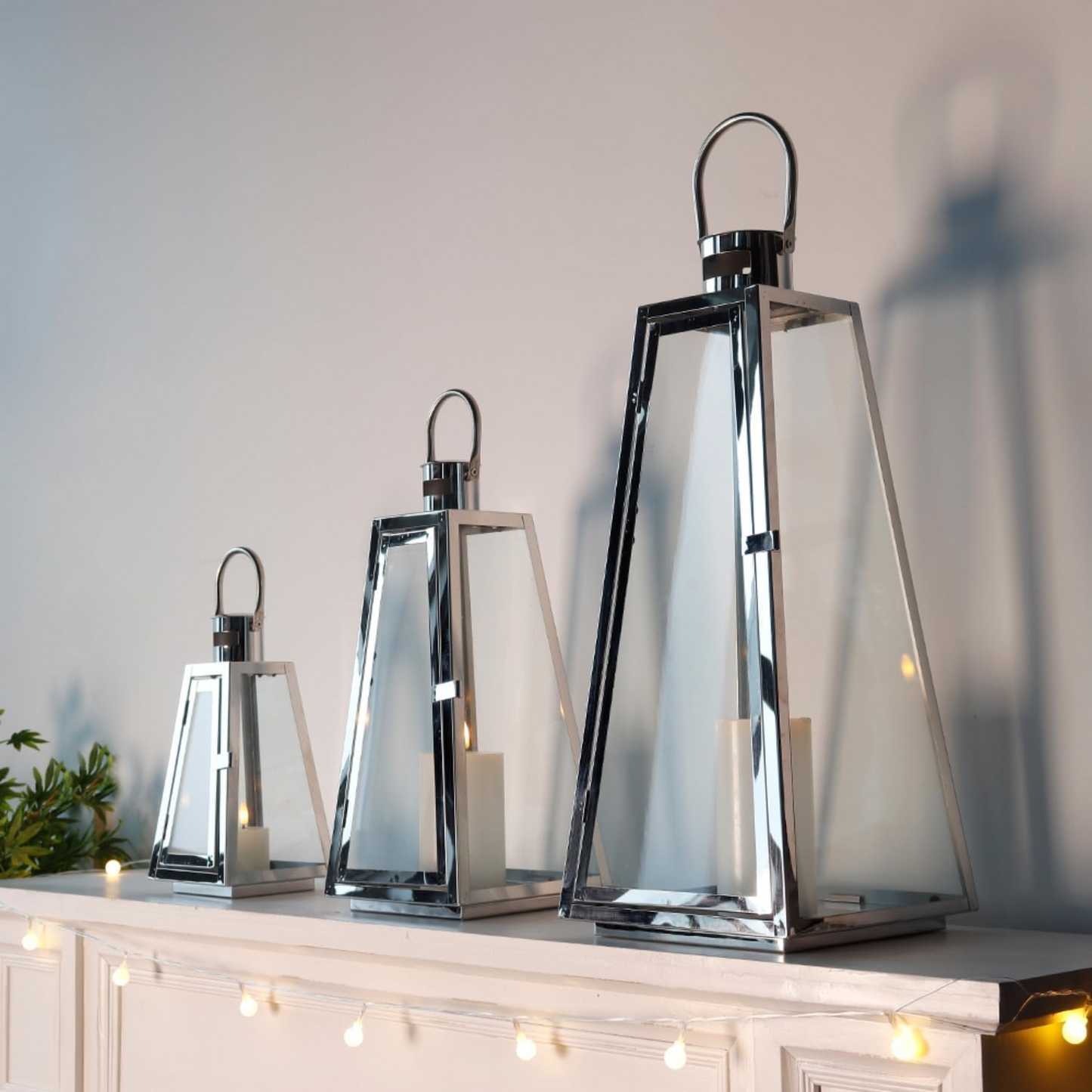 Stainless Steel Decorative Lanterns – Elegant Hanging & Tabletop Lantern Set