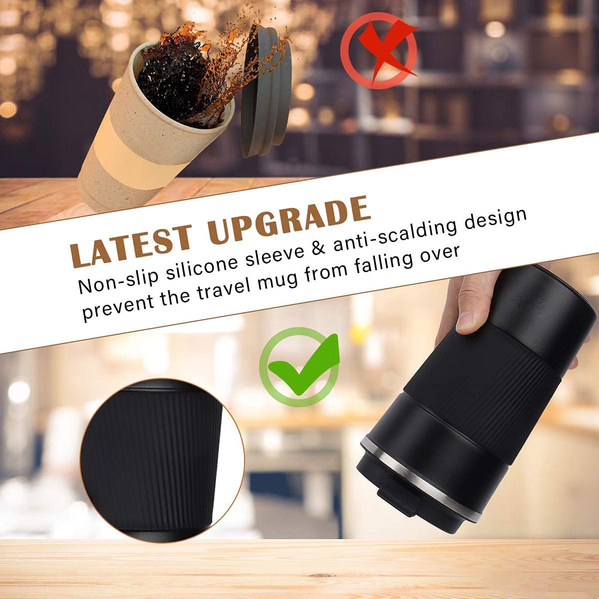 Stainless Steel Coffee Cup - Vacuum Insulated Travel Mug for Home, Office, Outdoor
