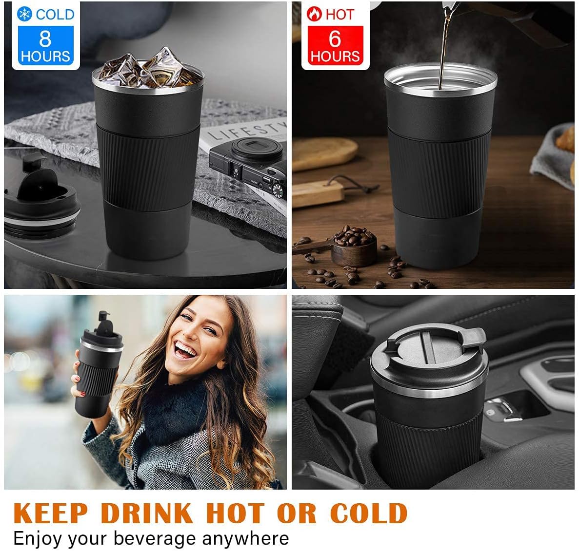 Stainless Steel Coffee Cup - Vacuum Insulated Travel Mug for Home, Office, Outdoor