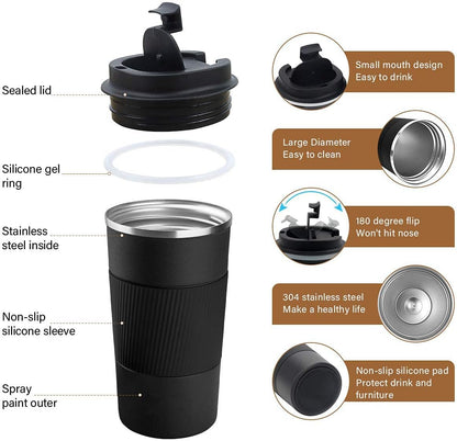 Stainless Steel Coffee Cup - Vacuum Insulated Travel Mug for Home, Office, Outdoor