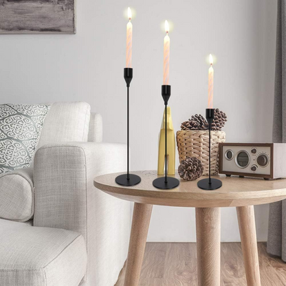 3PCS Metal Candle Holders Set – Tall Taper Candlestick Holders for Weddings, Dining & Home Decor (Black/Silver/Gold/Rose Gold)