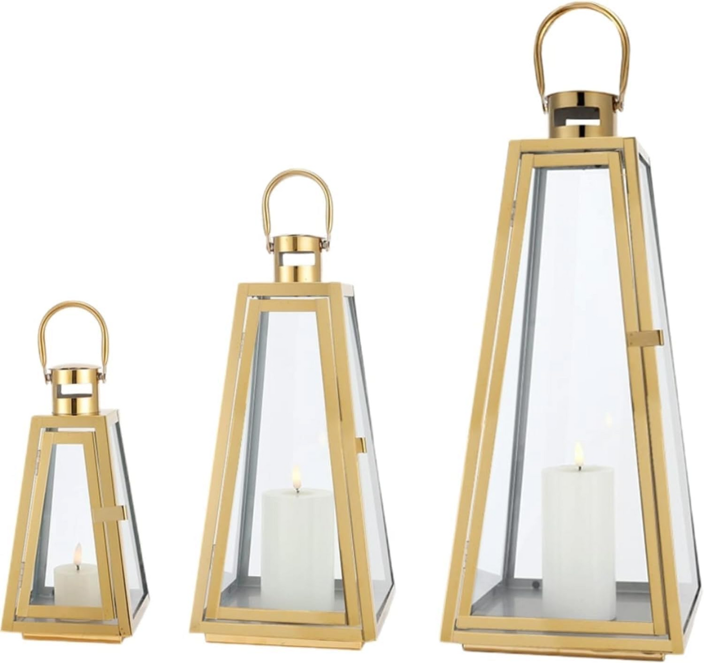 Stainless Steel Decorative Lanterns – Elegant Hanging & Tabletop Lantern Set