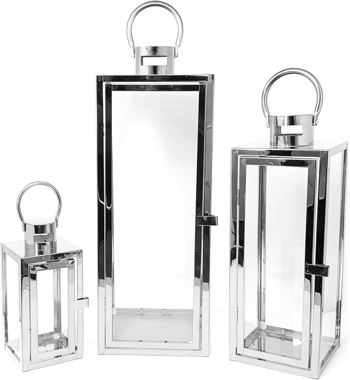 Elegant Stainless Steel Lantern – Modern Decorative Accent for Home & Events
