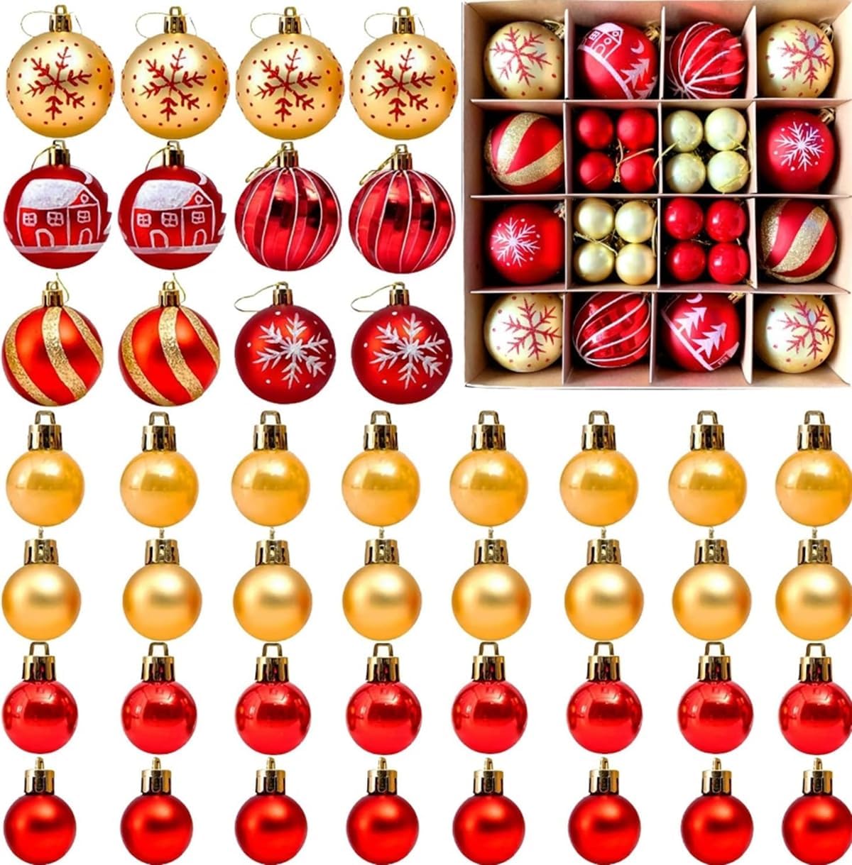 Christmas Ball Ornaments Gold 36pcs/40mm Small Shatterproof Xmas Christmas Tree Balls