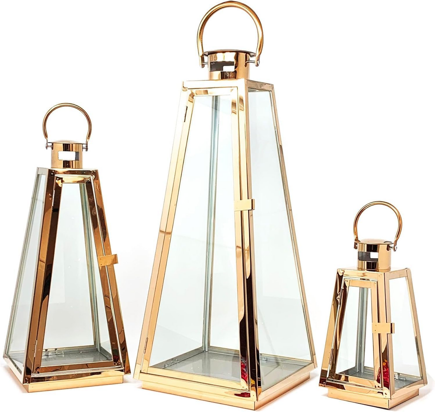 Stainless Steel Decorative Lanterns – Elegant Hanging & Tabletop Lantern Set