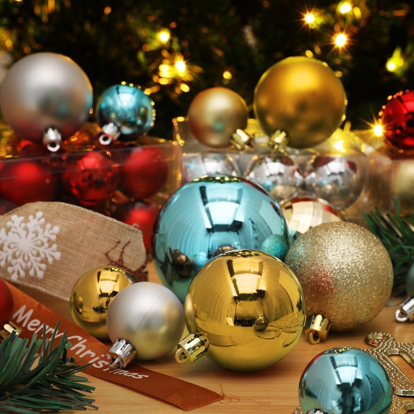 Christmas Ball Ornaments Gold 36pcs/40mm Small Shatterproof Xmas Christmas Tree Balls