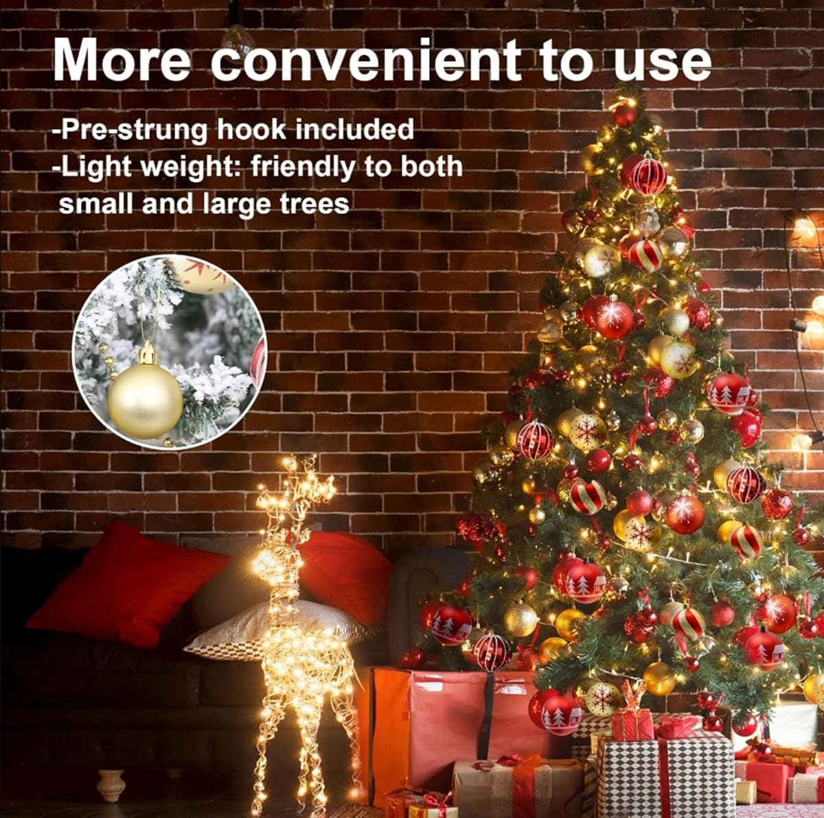 Christmas Ball Ornaments Gold 36pcs/40mm Small Shatterproof Xmas Christmas Tree Balls