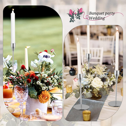 3PCS Metal Candle Holders Set – Tall Taper Candlestick Holders for Weddings, Dining & Home Decor (Black/Silver/Gold/Rose Gold)