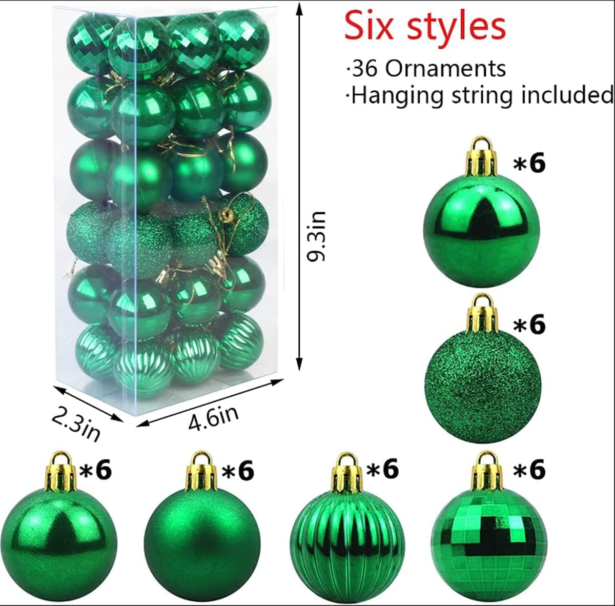 Christmas Ball Ornaments Gold 36pcs/40mm Small Shatterproof Xmas Christmas Tree Balls