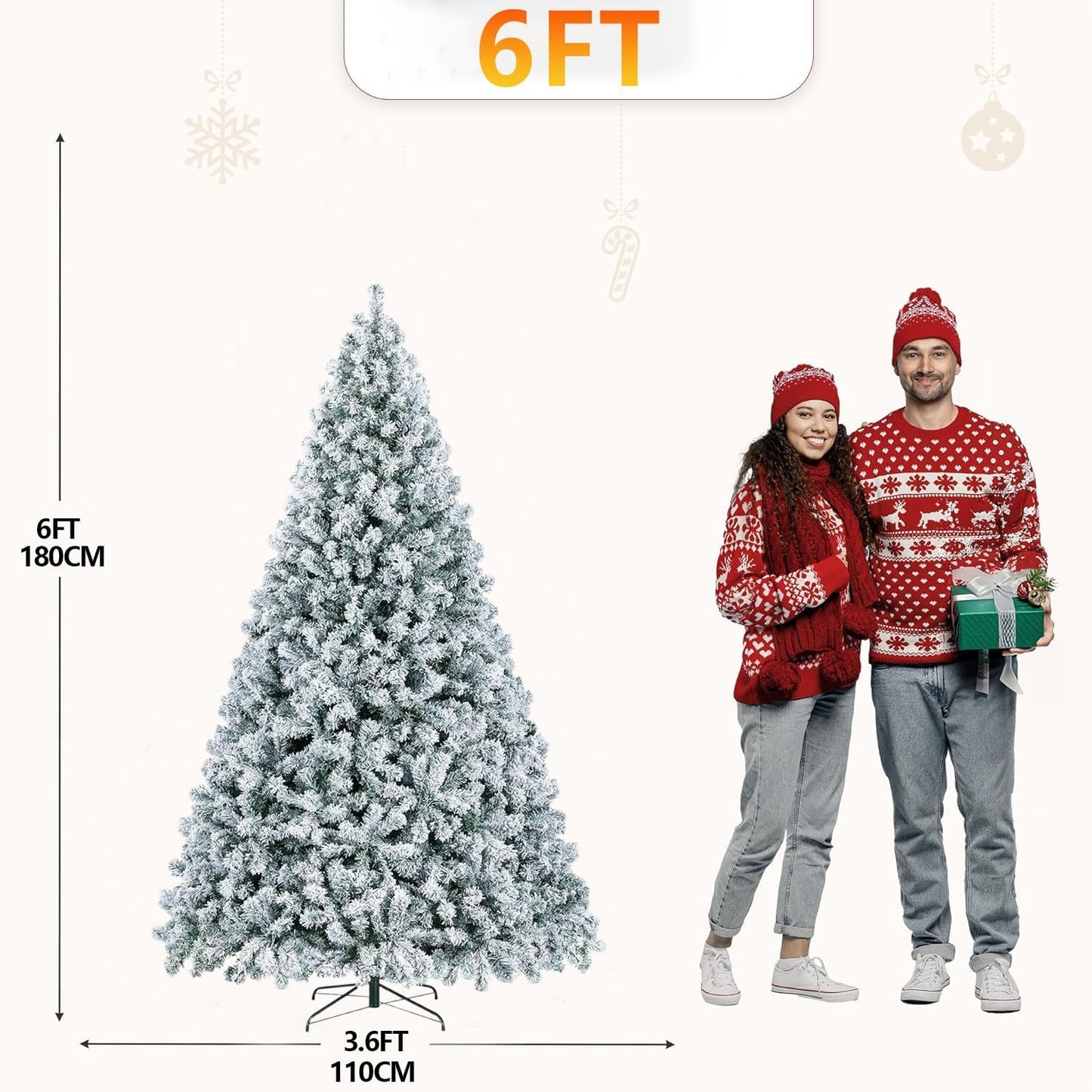 NIBEMINENT Flocked Christmas Tree 10ft