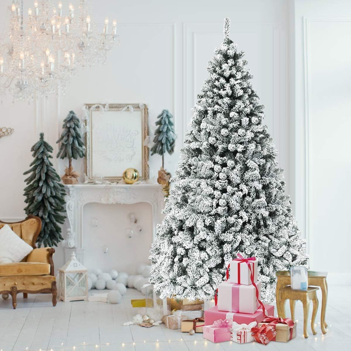 NIBEMINENT Flocked Christmas Tree 10ft