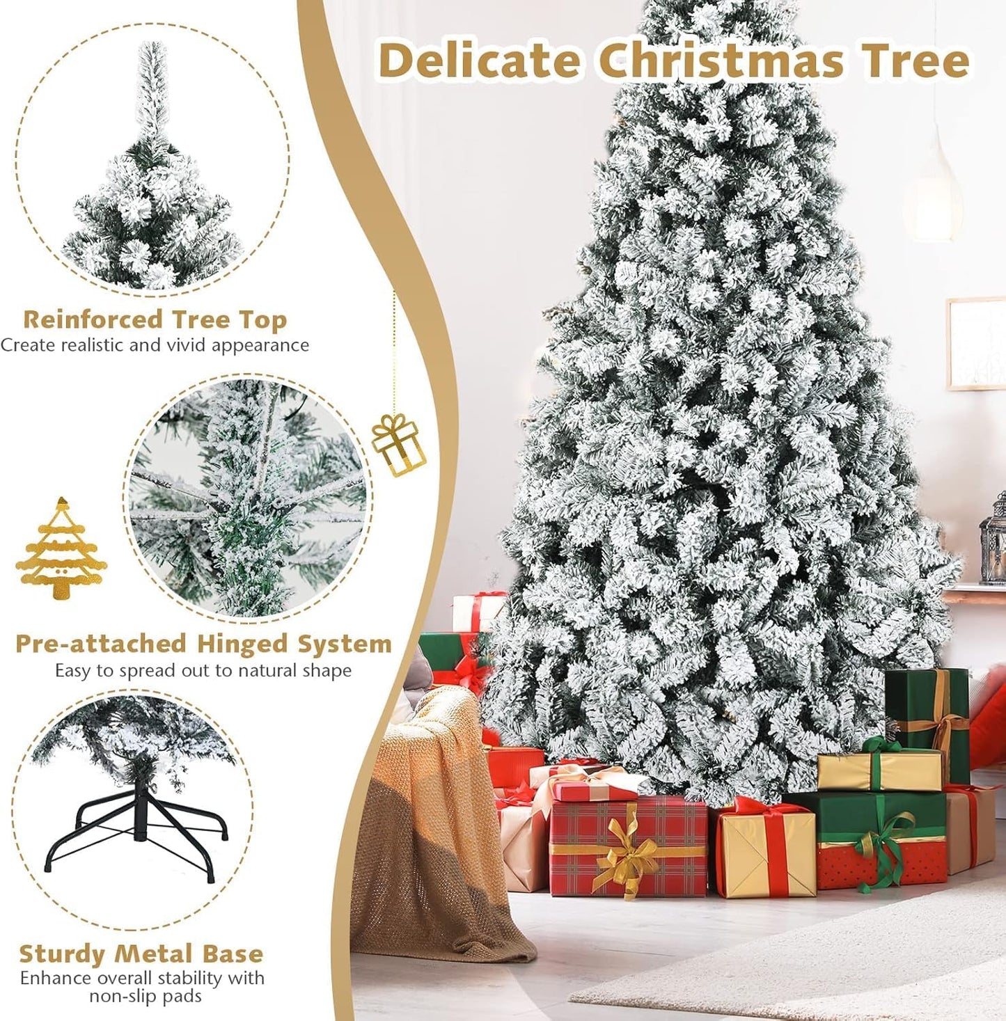 NIBEMINENT Flocked Christmas Tree 10ft