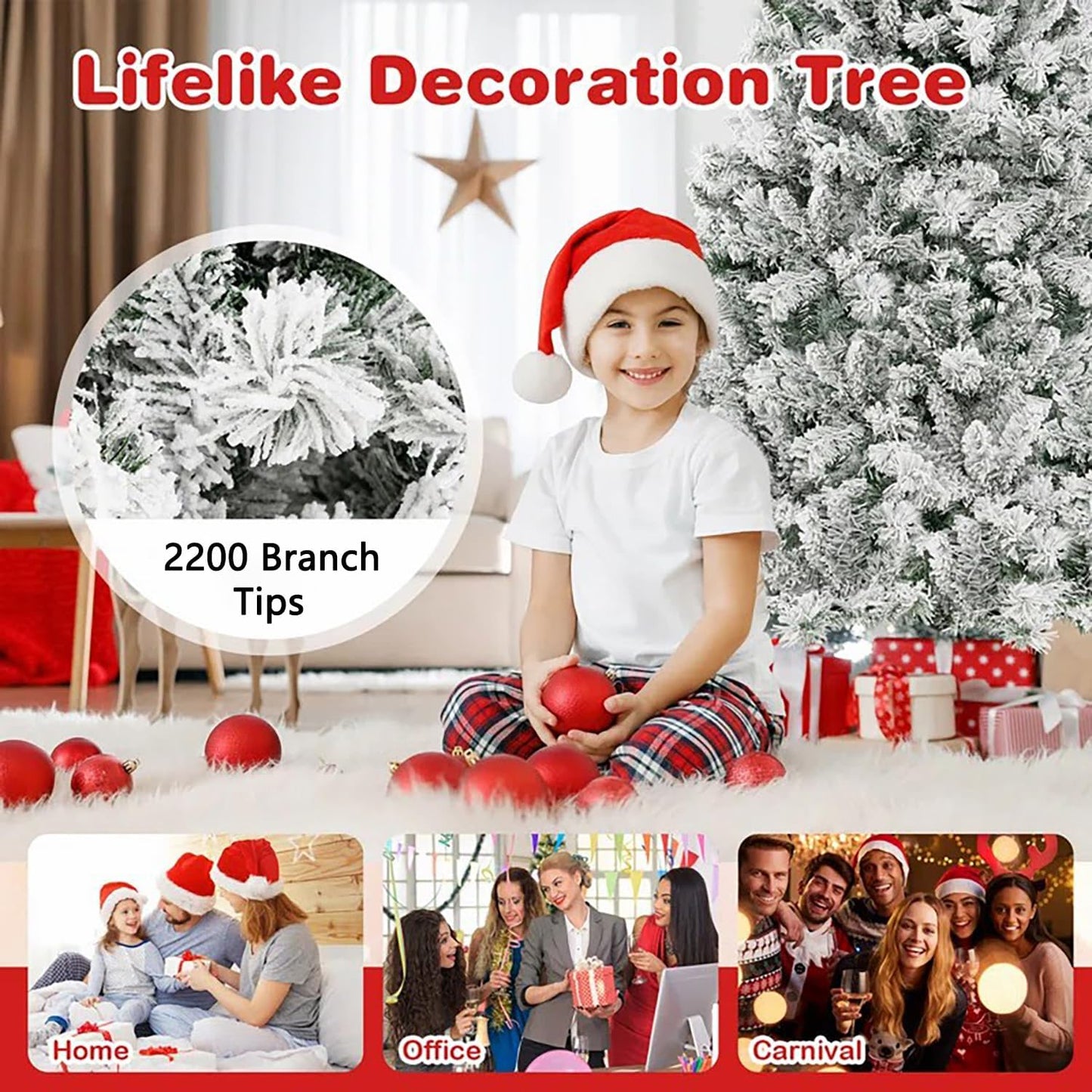NIBEMINENT Flocked Christmas Tree 10ft