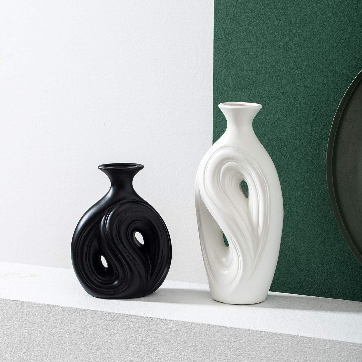 Nordic Irregular Ceramic Vase - Modern Round Hole Art Vase for Flowers, Minimalist Home Decor, Unique Centerpiece for Living Room & Office