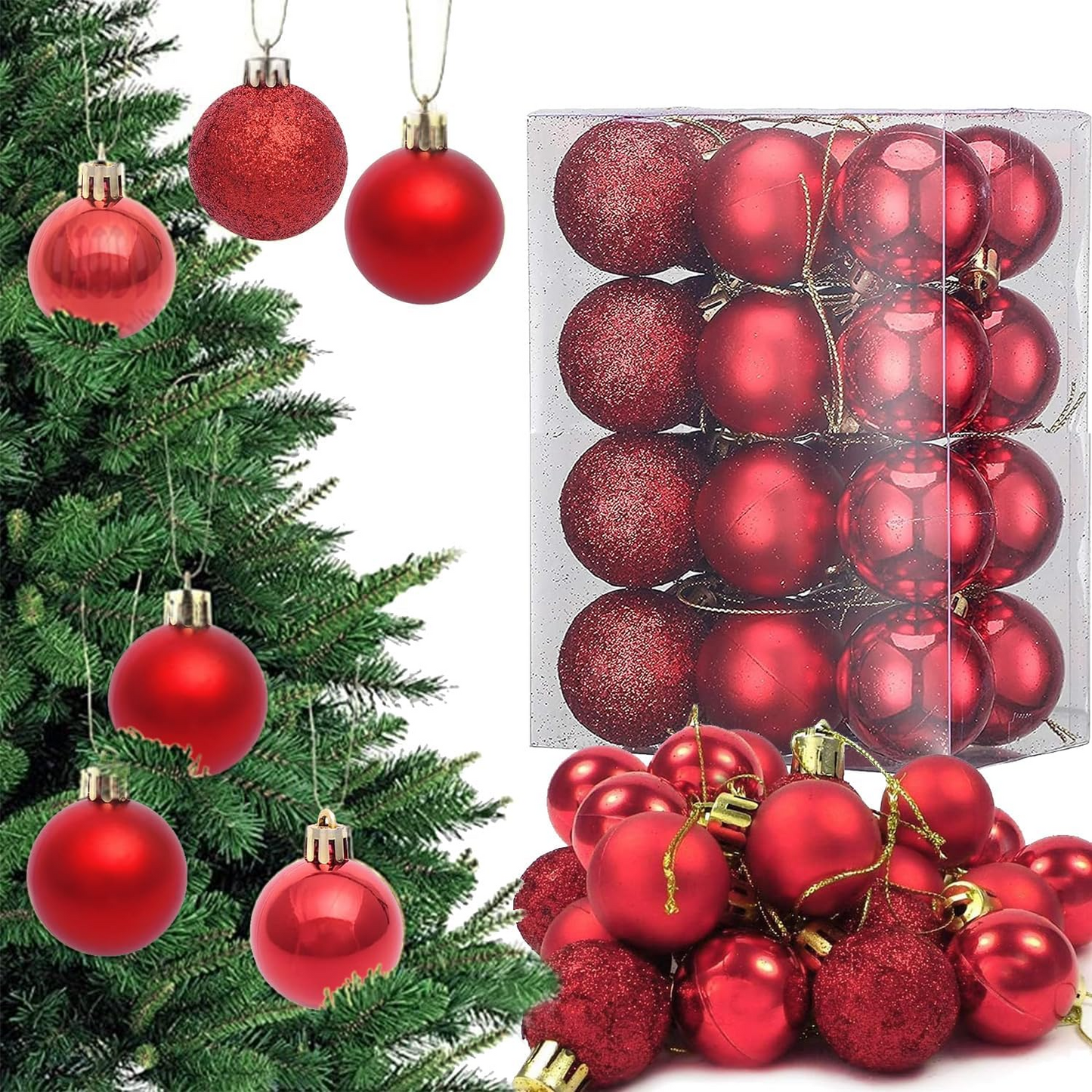 Christmas Ball Ornaments Gold 36pcs/40mm Small Shatterproof Xmas Christmas Tree Balls