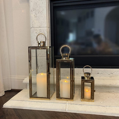 Elegant Stainless Steel Lantern – Modern Decorative Accent for Home & Events