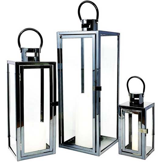 Elegant Stainless Steel Lantern – Modern Decorative Accent for Home & Events