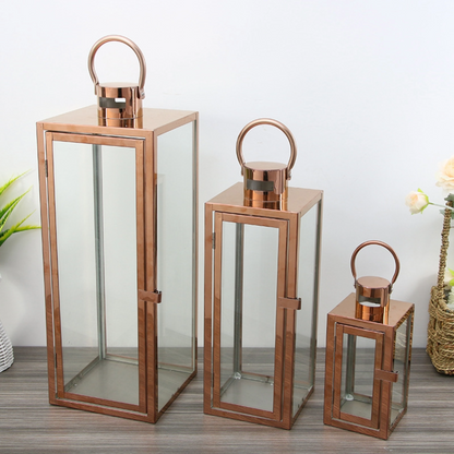Elegant Stainless Steel Lantern – Modern Decorative Accent for Home & Events