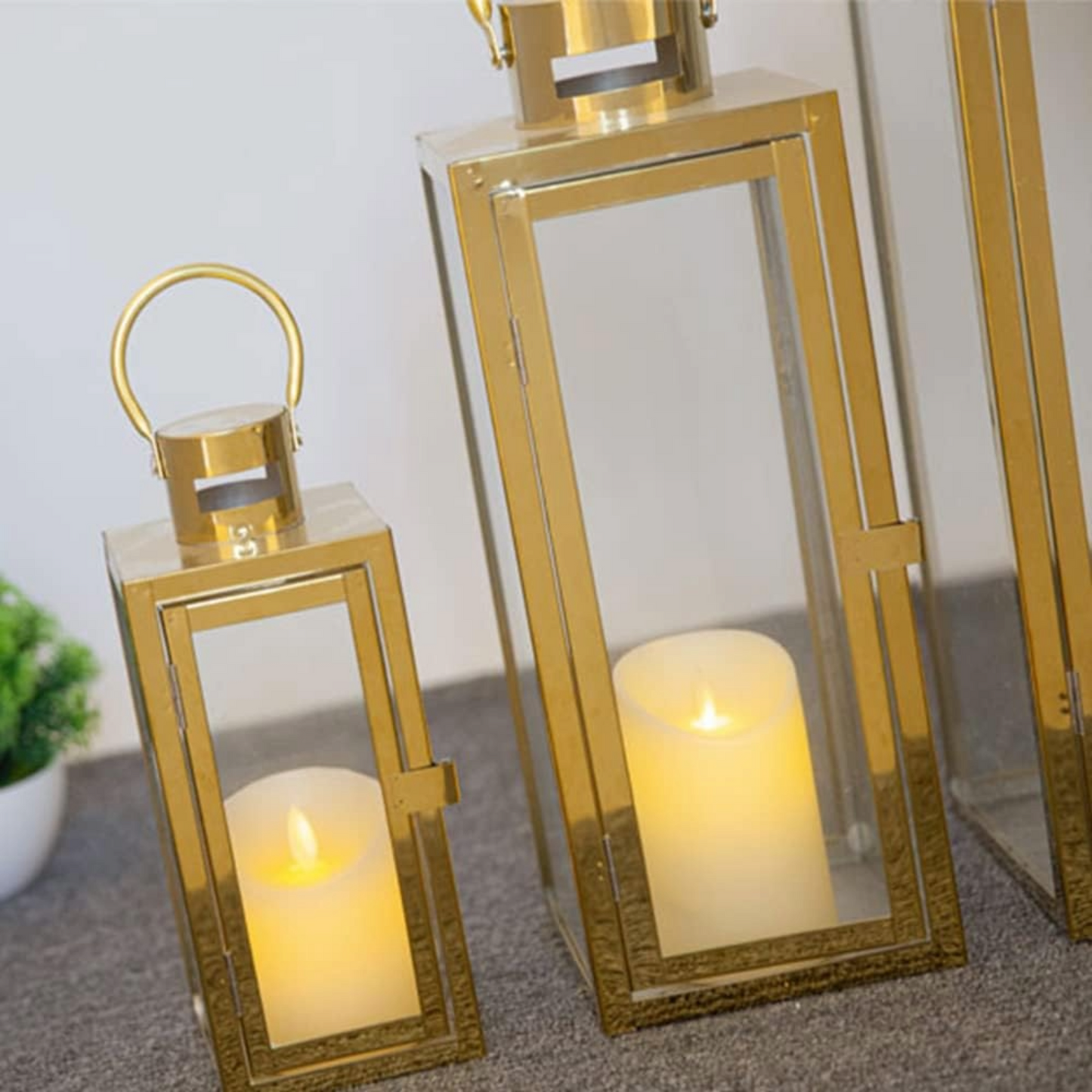 Elegant Stainless Steel Lantern – Modern Decorative Accent for Home & Events