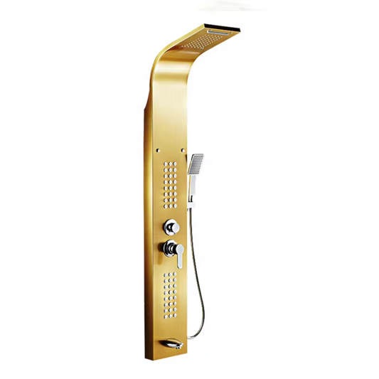 Stainless Steel Shower Panel Tower System - 5-in-1 Shower Column with Rain Shower, Hydromassage, Waterfall, and Hand Shower | Rustproof & Durable