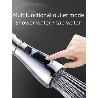 3-in-1 Kitchen Faucet with Pull-Down Spray & Filtered Water – 360° Rotation, Dual Handles – Modern Mixer Tap (Chrome/Black/Brushed)