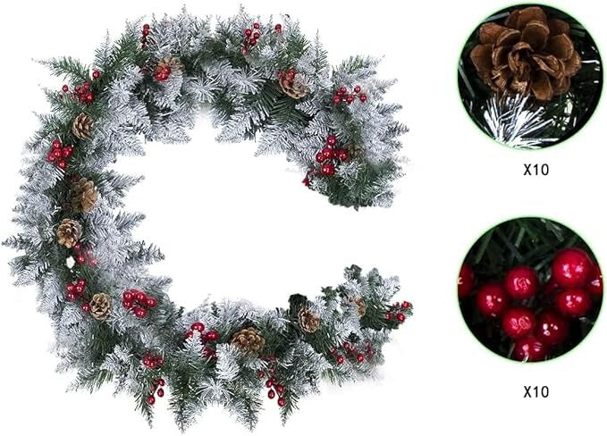 SINCHER Christmas Garlands 270CM, Artificial Christmas Tree Xmax tree 8.85ft Christmas Wreath Outdoor