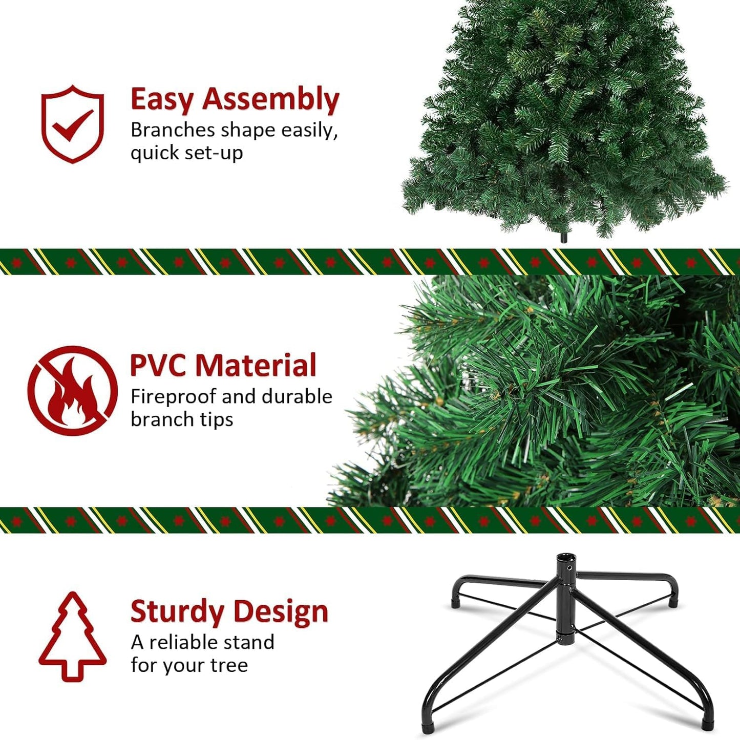 NIBEMINENT Christmas Tree 7ft Real Pine Needles Artificial Christmas Trees